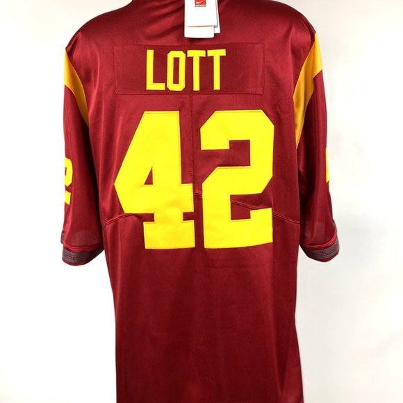 USC TROJANS #42 LOTT Sewn Jersey RED - Picture 2 of 4